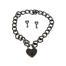 Collier Chaine et Coeur Cadenas en Métal