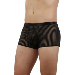 Prestaloveshop Boxer Homme Rayé Micro Résille Transparente Et