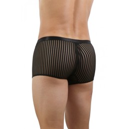 Prestaloveshop Boxer Homme Rayé Micro Résille Transparente Et