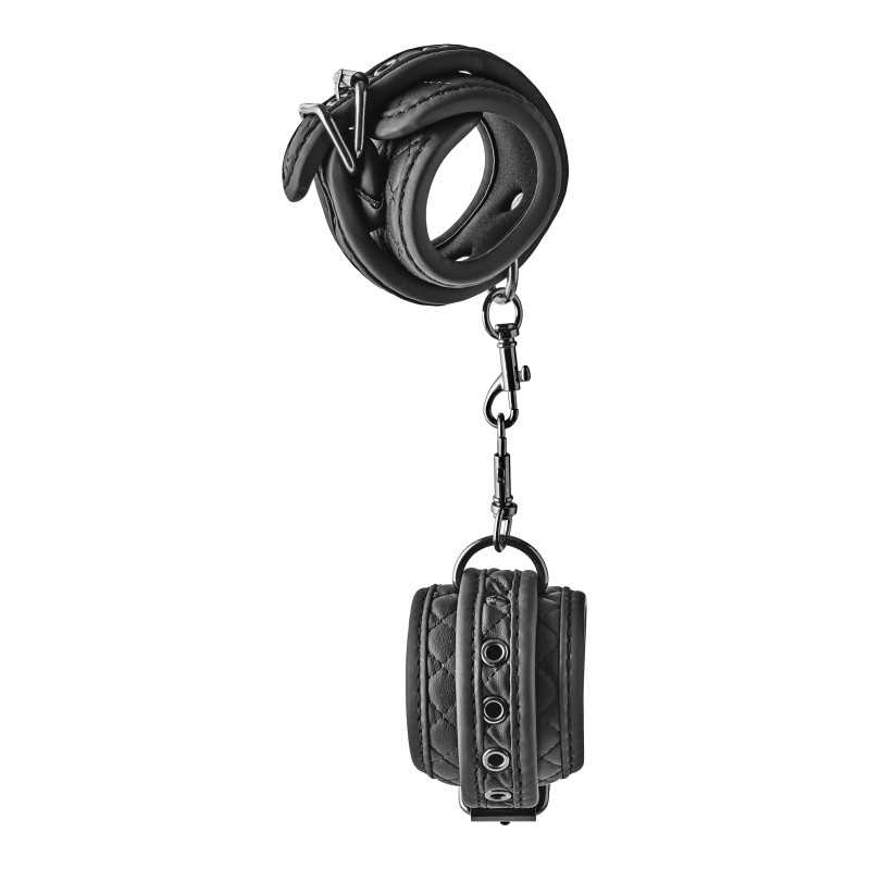 Prestaloveshop Menottes Poignets Noir Simili Cuir Matelassé