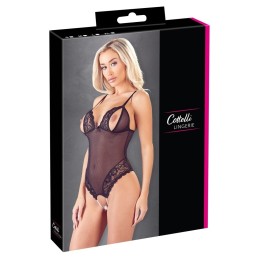 Prestaloveshop Body Dentelle Noire Seins Et String Ouvert Avec