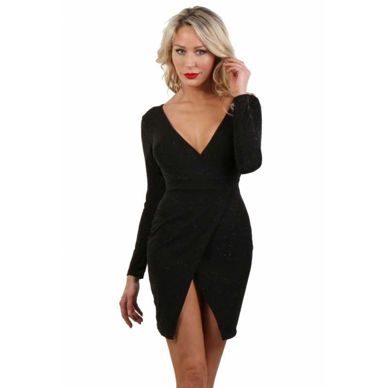 Prestaloveshop Robe Effet Cache Coeur Fente devant Prestaloveshop Robe Effet Cache Coeur Fente devant