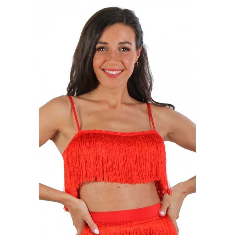 Prestaloveshop Top Court Frange Fluide Rouge Prestaloveshop Top Court Frange Fluide Rouge