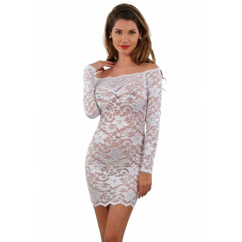 Prestaloveshop Robe Manches Longues en Dentelle Prestaloveshop Robe Manches Longues en Dentelle