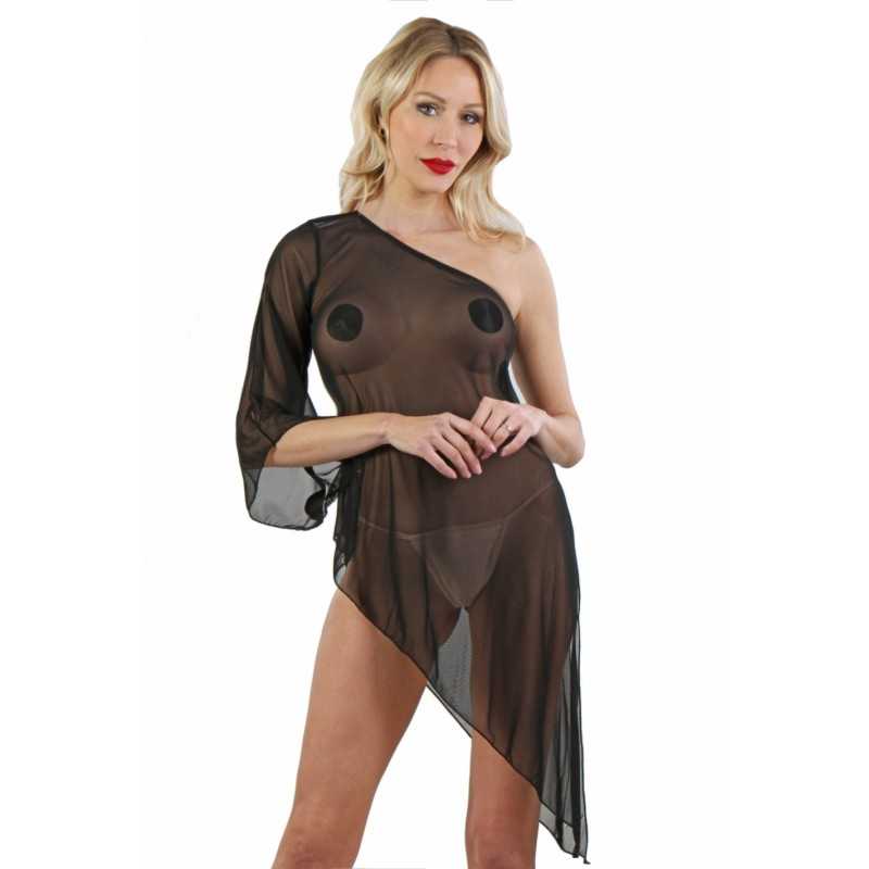 Prestaloveshop Robe Asymétrique Micro Résille Prestaloveshop Robe Asymétrique Micro Résille