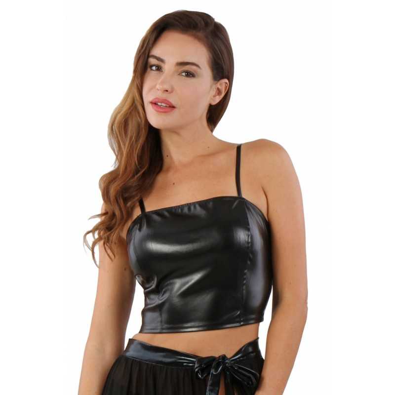 Prestaloveshop Top Simili Cuir Zip au Dos Prestaloveshop Top Simili Cuir Zip au Dos