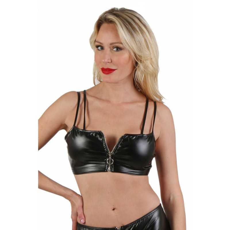Prestaloveshop Top Court Wetlook Zip Devant Prestaloveshop Top Court Wetlook Zip Devant