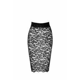 Prestaloveshop Jupe Midi Dentelle Noire Laçage Dos F302