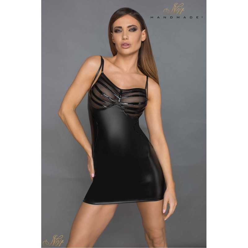 Prestaloveshop Robe wetlook bonnet micro résille bande wetlook