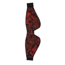 Prestaloveshop Blindfold Masque Simili Cuir et Brocard Rouge