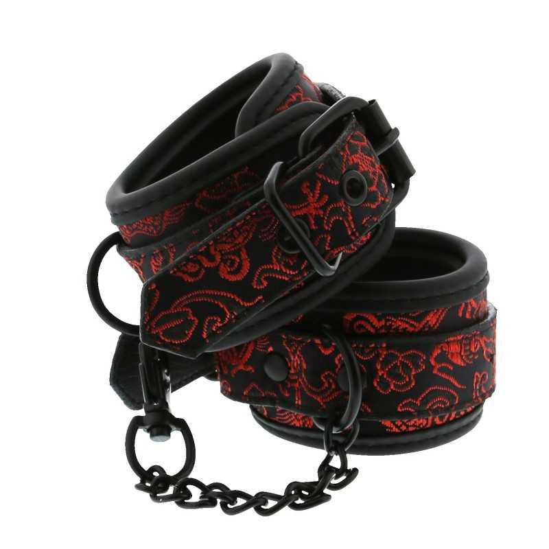 Prestaloveshop Ankle Menottes Chevilles Simili Cuir et Brocard