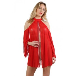 Robe transparente manches longues chainette devant