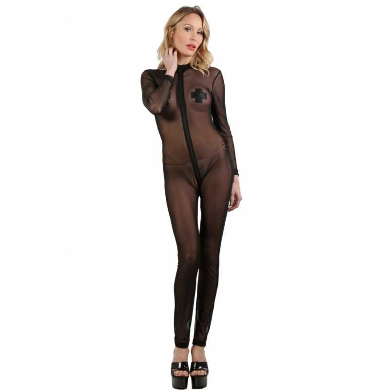 Prestaloveshop Combinaison legging zip micro résille manches Prestaloveshop Combinaison legging zip micro résille manches
