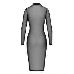 Prestaloveshop Robe Mi Longue Transparente Noire Zip Devant F347