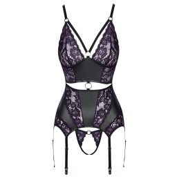Prestaloveshop Somptueuse Guêpière Noire Dentelle Wetlook Et