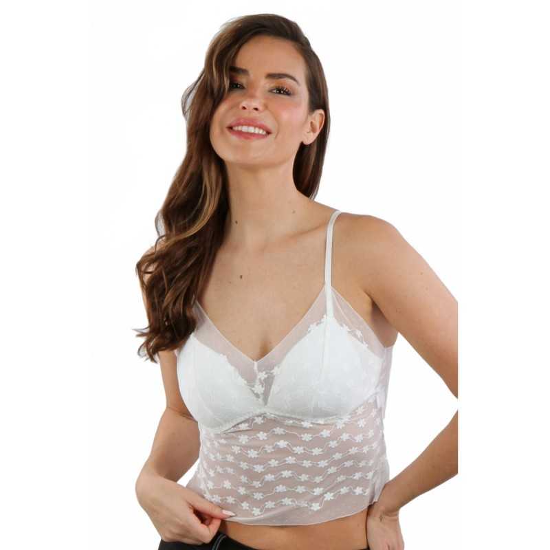 Prestaloveshop Top micro résille motifs dos liens croisé Prestaloveshop Top micro résille motifs dos liens croisé