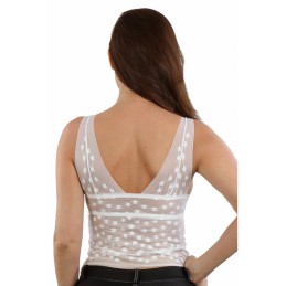 Prestaloveshop Top micro résille noire fin motifs