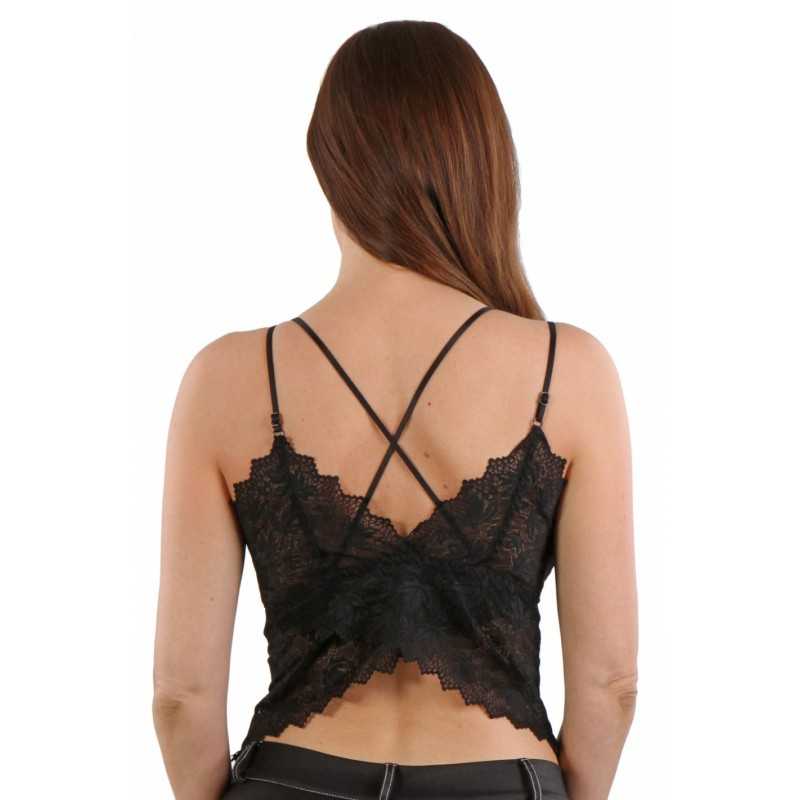 Prestaloveshop Top dentelle dos bretelles croisées