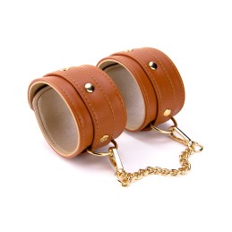 Prestaloveshop Menottes poignets simili cuir caramel