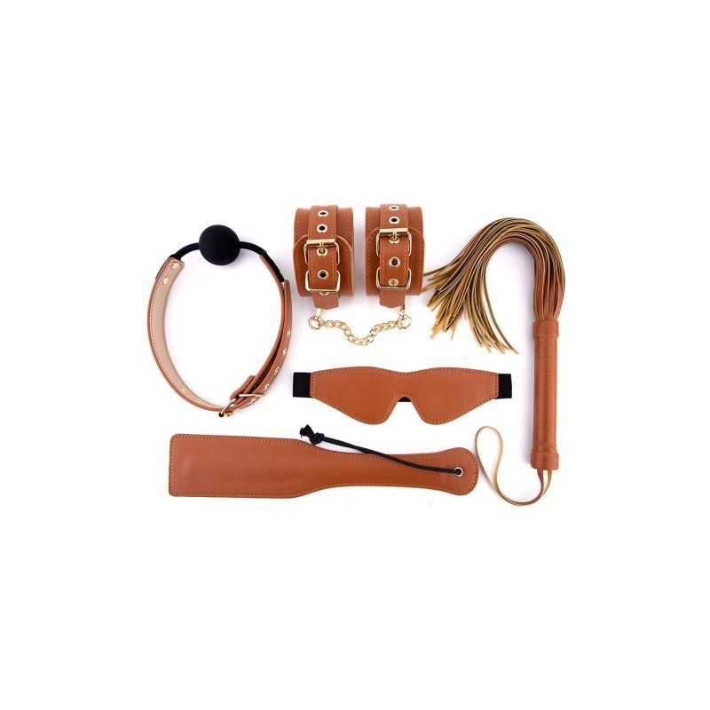 Prestaloveshop Kit 5 pièces BDSM soft simili cuir caramel