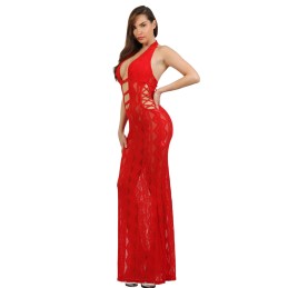 Robe Longue En Dentelle Large Décolleté