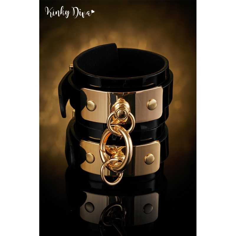 Menottes poignets Glossy anneau clip détachable doré