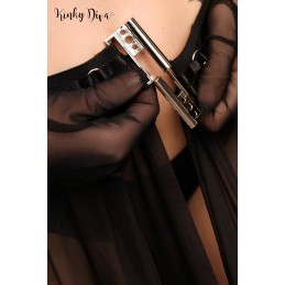 Jupe longue maille noire taille élastique anneaux dorées Jupe longue maille noire taille élastique anneaux dorées