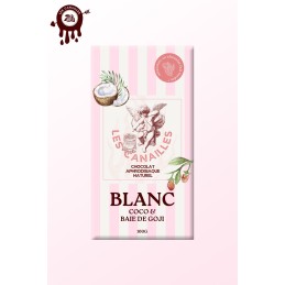 Tablette chocolat aphrodisiaque • Blanc, Noix de coco et baie de Goji • 100g