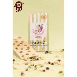 Tablette chocolat aphrodisiaque • Blanc, Pistache • 100g