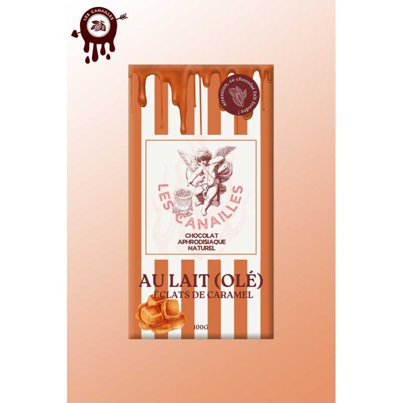 Tablette chocolat aphrodisiaque • Lait, éclats de Caramel • 100g