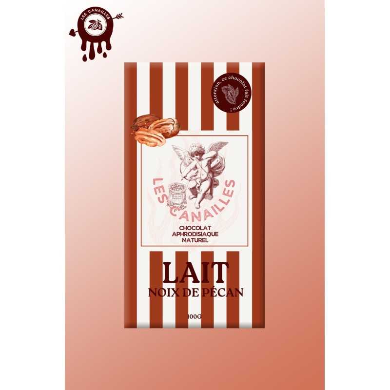 Tablette chocolat aphrodisiaque • Lait Noix de Pécan • 100g