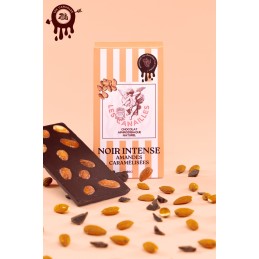 Tablette chocolat aphrodisiaque • Noir, Amandes caramélisées • 100g