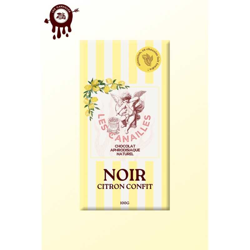 Tablette chocolat aphrodisiaque • Noir Citron confit • 100g Tablette chocolat aphrodisiaque • Noir Citron confit • 100g