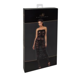 Robe longue moulante transparente flocage noir F358