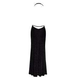Robe longue micro résille argenté décolleté tombant noir F373 Robe longue micro résille argenté décolleté tombant noir F373