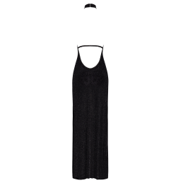 Robe longue micro résille argenté do nu noir F372 Robe longue micro résille argenté do nu noir F372