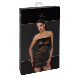 Robe courte moulante transparente flocage noir F359