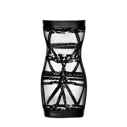 Robe courte moulante transparente flocage noir F359