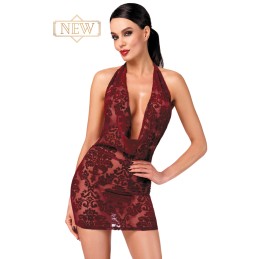 Prestaloveshop Robe courte dos nu transparente flocage brocard
