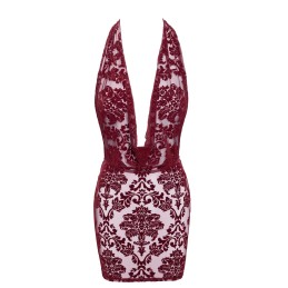 Prestaloveshop Robe courte dos nu transparente flocage brocard Prestaloveshop Robe courte dos nu transparente flocage brocard