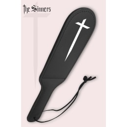 Prestaloveshop Paddle cuir noir motif croix blanche