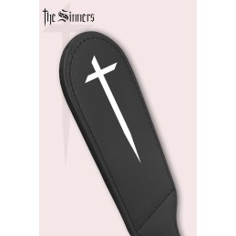 Prestaloveshop Paddle cuir noir motif croix blanche