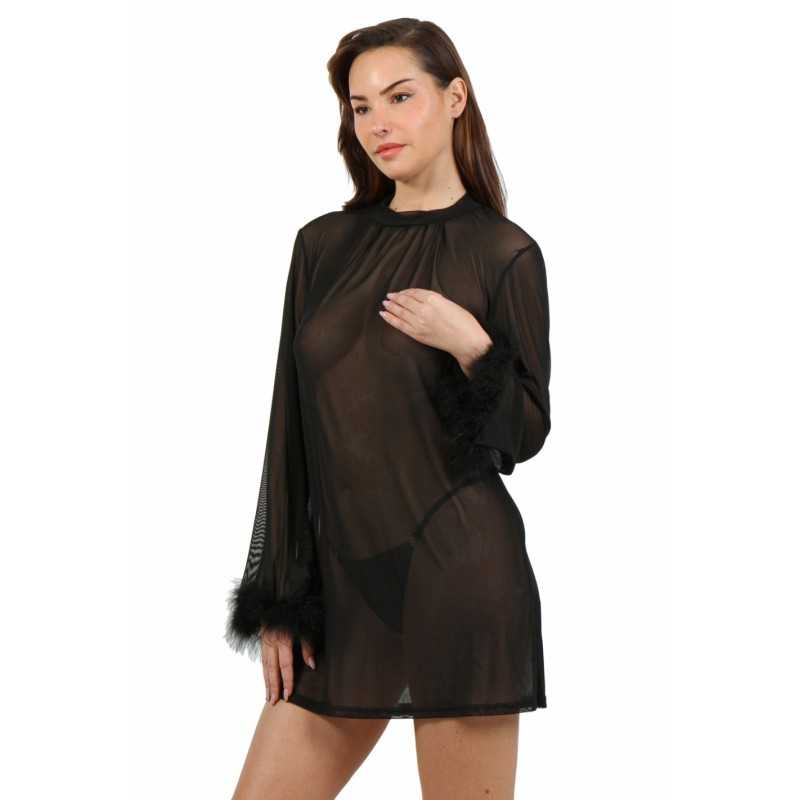 Robe tunique voile manches longues