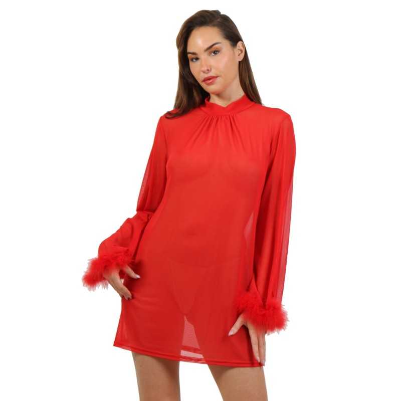 Robe tunique voile manches longues