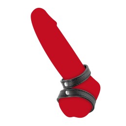 Prestaloveshop Cockring Double Pénis Testicules Simili Cuir