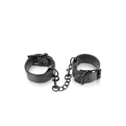 Prestaloveshop Menottes Poignets Simili Cuir avec Chaine Noire