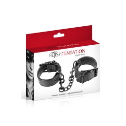 Prestaloveshop Menottes Poignets Simili Cuir avec Chaine Noire
